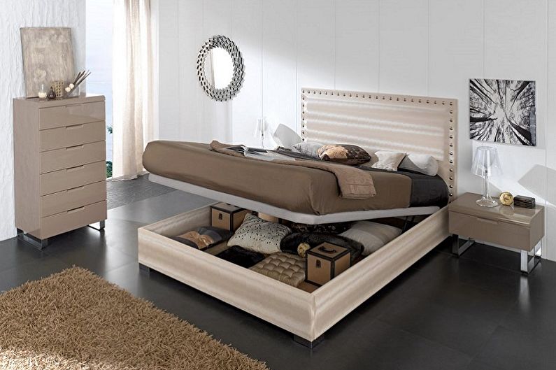 Divguļamo gultu veidi pēc dizaina veida - Divvietīga gulta ar pacēlāju