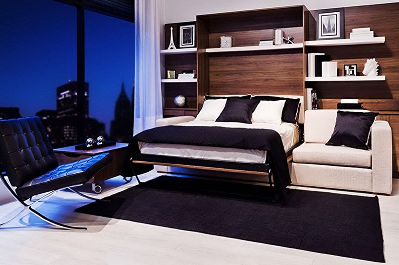 Divguļamo gultu veidi pēc dizaina veida - Divvietīga garderobes gulta
