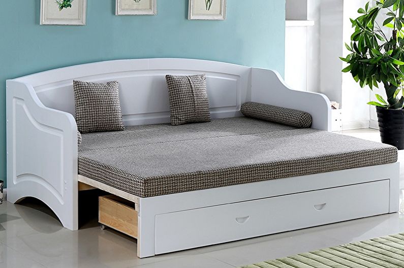 Divguļamo gultu veidi pēc dizaina veida - Divvietīga gulta-dīvāns