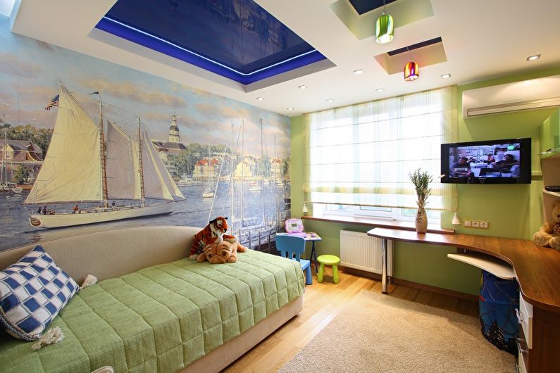 Conception d'un plafond en placoplâtre dans une chambre d'enfant
