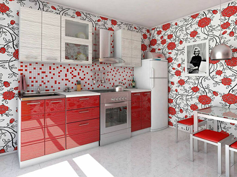 Papier peint rouge pour la cuisine - photo design