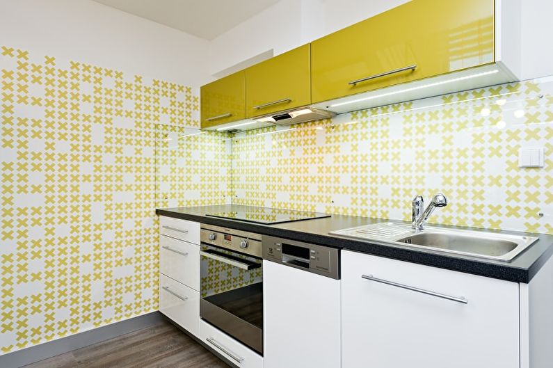 Papier peint jaune pour une petite cuisine - photo design