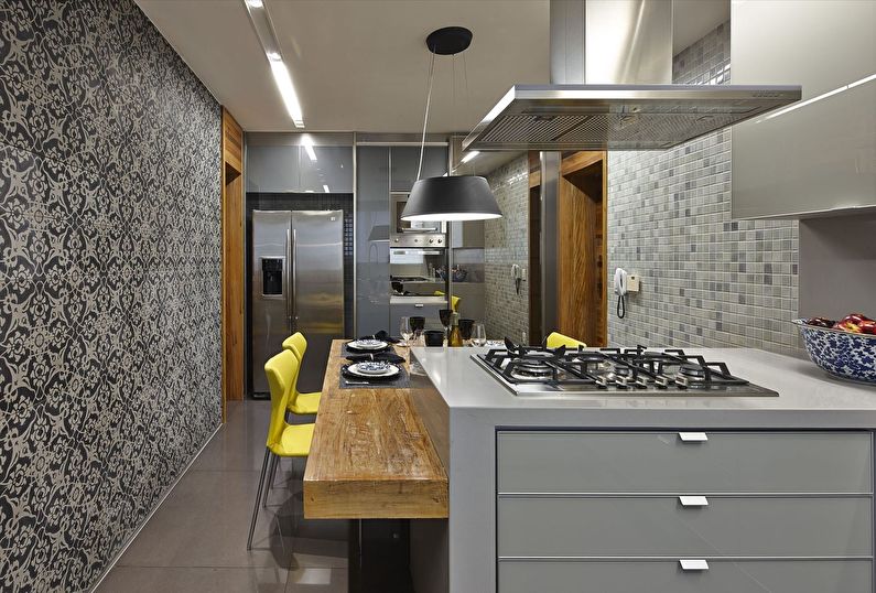Papier peint noir et blanc pour la cuisine dans un style moderne - design photo