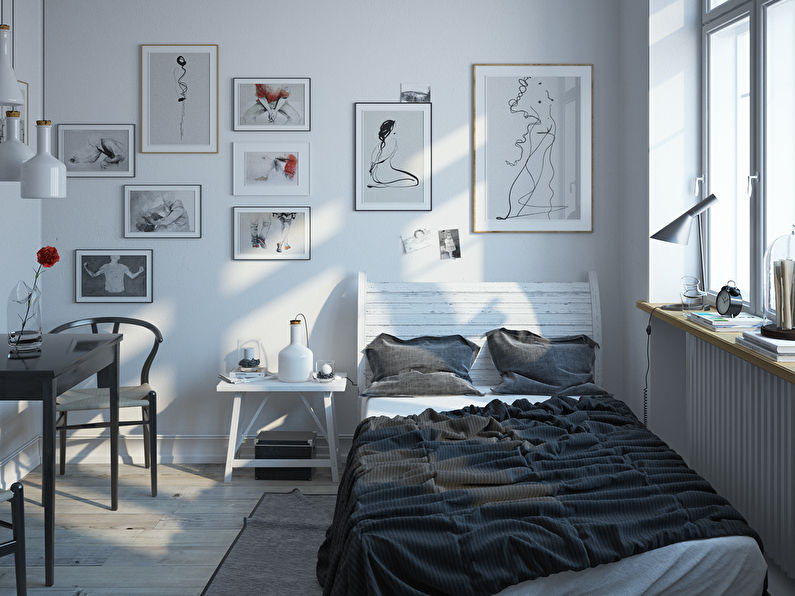 Conception d'une petite chambre en blanc - photo