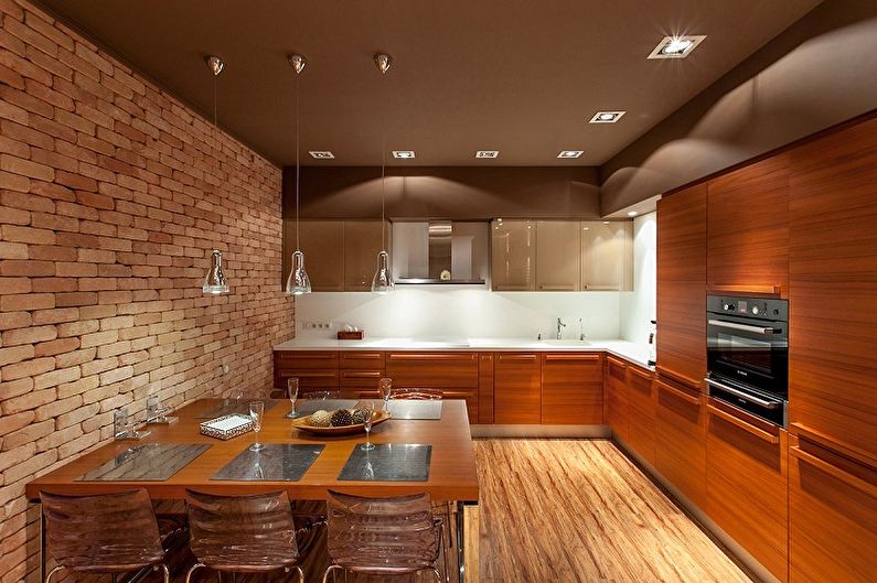 Brown Loft Style virtuve - interjera dizains