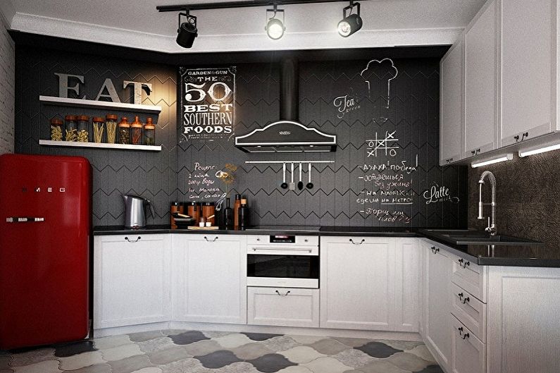 Interjera dizaina virtuve bēniņu stilā - foto