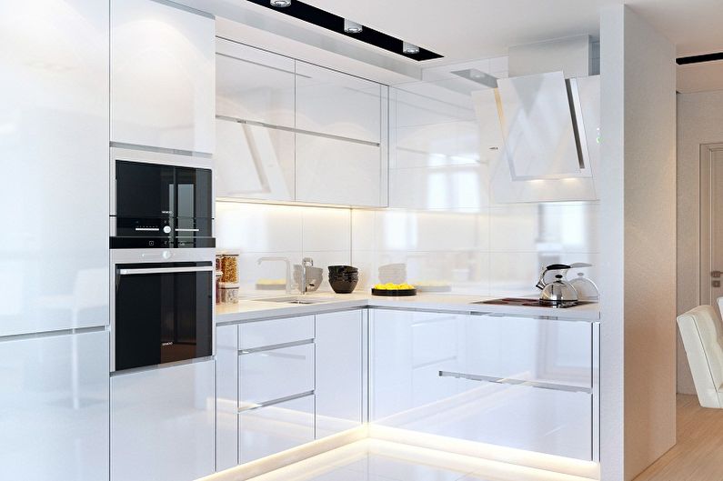Balta virtuve minimālisma stilā - interjera dizains